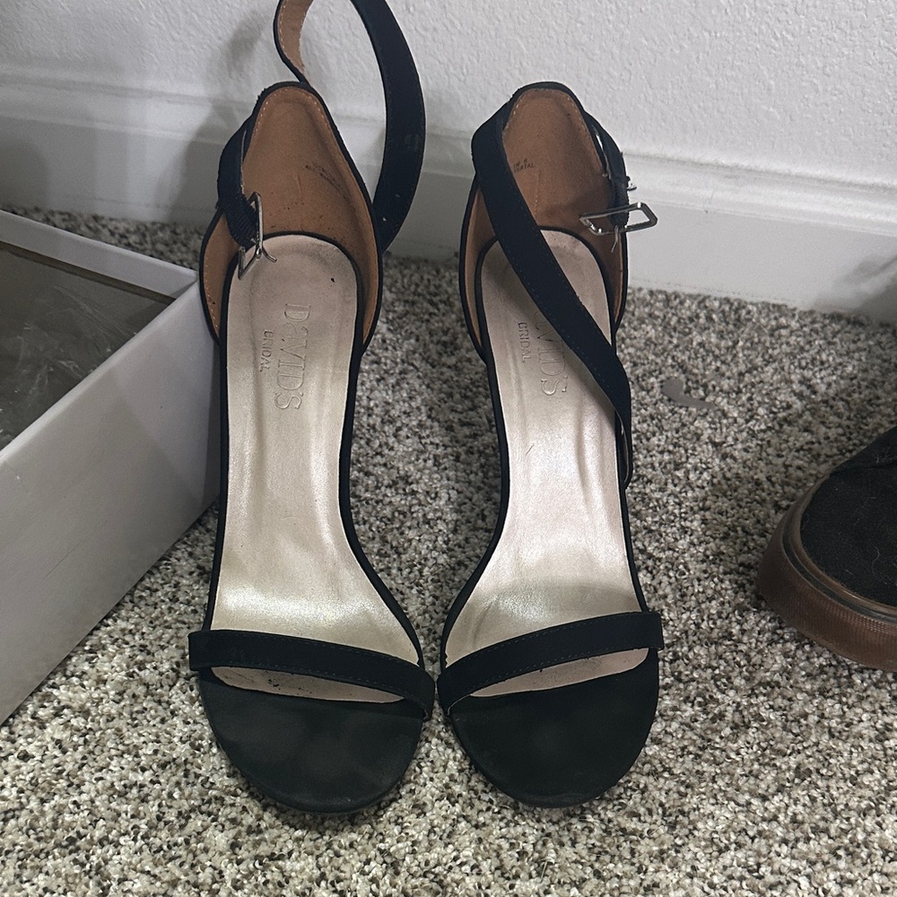 David's Bridal Black Strappy Heels